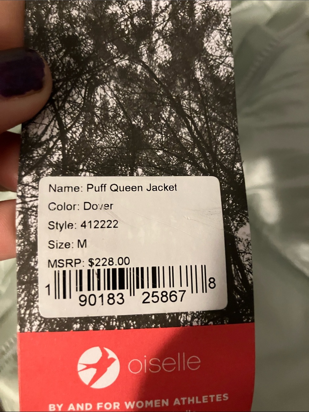 oiselle Puff Queen Jacket in Dover - Neutral Light Green
